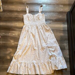 Vici White Polka Dot Midi Dress